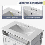 ZUN 30'' Bathroom Vanity with Top Sink, Modern Bathroom Storage Cabinet with 2 Drawers and a Tip-out N710P206904K