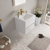 24" Wall-Mounted Bathroom Vanity with Sink, Floating Bathroom Storage Cabinet with Stone Resin W1573P211171