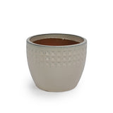 Set of 3 Ceramic Flowerpot, Modern Planter for Patio, Garden, Windowsill - Ancient White W3273P321485