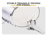 14"x10" 5-Pieces Junior Kids Drum Set Kit Pedal Drum Stick Wrench Drum Stool Silver 96527126