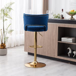 ZUN Bar Stools With Back and Footrest Counter Height Dining Chairs-Velvet Blue-2PCS/SET W67663282