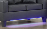 Genesis 55.5"W Black PVC Fabric Loveseat with LED Lights, USB Charger, Tufted Cushions B061P239125