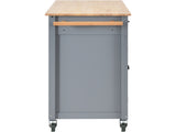 Kitchen Island Cart with Solid Wood Top and Locking Wheels,54.3 Inch Width,4 Door Cabinet and Two 49541331
