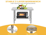 Stainless Steel Work Table, 30x24 Inch, NSF Certified, Adjustable Shelf, High Load Capacity, 79507529