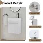 ZUN 18'' Floating Wall-Mounted Bathroom Vanity with White Resin Sink & Soft-Close Cabinet Door W99936243