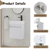 ZUN 18'' Floating Wall-Mounted Bathroom Vanity with White Resin Sink & Soft-Close Cabinet Door W99936243