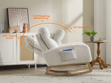 Modern Accent Rocking Chair Rocking Chair with Solid Wood Legs, Upholstered Nursery Glider Rocker, 83695251