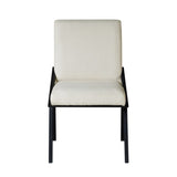Black Metal Base Contemporary Side Chairs Set of 2pc, Cream Fabric Upholstered Dining Furniture B011P285337