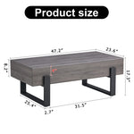 ZUN A rustic gray wood grain MDF coffee table with black metal legs - an elegant space in natural wood W1151132017