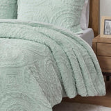 Twin Embroidered Medallion Faux Fur Ultra Plush Comforter Mini Set B03597229