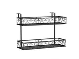 2-Tier Adjustable Railing Plant Stand with Hooks, Metal Hanging Flower Pot Holder for Balcony Porch 58457923