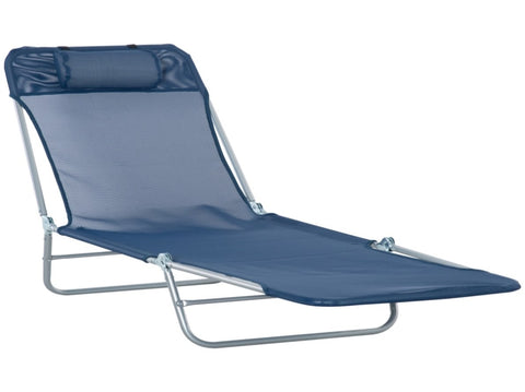 Folding Chaise Lounge Pool Chair, Patio Sun Tanning Chair, Outdoor Lounge Chair with 6-Position W2225141506