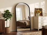 21"x64" Arched Floor Mirror Rounded Corner Full Length Mirror with Deep Frame, Black 14553805