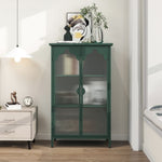 ZUN 2 Doors Metal Storage Cabinet,Display Cabinet with Glass Doors,Metal Kitchen Sideboard Buffet W688P194071