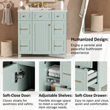 36" Green Bathroom Vanity with Ceramic Sink, Soft-Close Doors, 2 Double-Layer & 2 Standard Drawers, N729P257304F