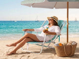 4-Position Adjustable Backpack Beach Chair, Foldable Rustproof Aluminum Frame Lounge Chair with 20945443