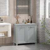 Tilt-Out Laundry Sorter Cabinet, Bathroom Storage Organizer Grey-AS Prohibited by 18628659