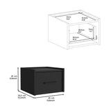 Floating Nightstand, Space-Saving Design with Handy Drawer and Surface, Black B097P163093