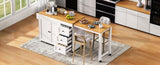 K&K 74.8" Kitchen Island with Extendable Dining Table, Kitchen Storage Cart with 3 Drawers, Power N707P303401W