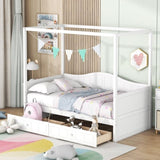 Twin Size Canopy Day Bed with 2 Drawers, White WF309172AAK