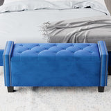 ZUN Upholstered Velvet Storage Bench for Bedroom, End of Bed Bench with Rivet Design, Tufted Foot Rest 41340779