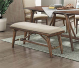 Modern Design 1pc Bench Fabric Upholstered Seat Brown Finish Wooden Dining Kitchen Furniture B011P196940