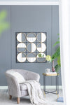 ZUN 35.6" in Eclectic Styling Metal Beaded Black Wall Mirror with Contemporary Design for W2078124371