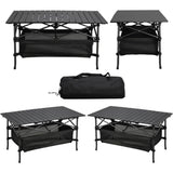 Folding Camp Table with Large Storage and Carrying Bags, for Indoor, Outdoor, Picnic, Party, 37"x 34227674