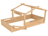 Twin Size Floor Bed with Guardrails and Roof, Kids House Floor Bed with a Small Built-in Tray and W1580P396331