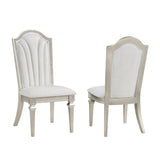 ZUN Set of 2 Ivory Chenille Upholstered Dining Chairs, Silver Oak B016P227290