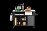 Large bar cart,Outdoor Kitchen Wicker Island Rolling Cart & Storage Cabinet, Wheels and Stainless 69148340