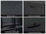 33gal Square Wood & Rattan Plastic Garden Storage Box Gray 76095805