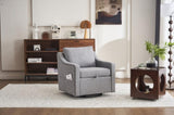 011-Linen Fabric 360&deg Swivel Accent Chair with Upholstered,One Back Pillow,Armrest with Rivets W527P190830