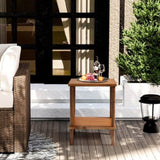 2 Tier Wood End Table, Outdoor Side Table with Storage Shelf, Small Patio Coffee Table, Weather 92772875