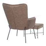 Izzy Industrial Lounge Chair and Ottoman Set in Black Metal and Espresso Faux Leather by LumiSource B202P223579