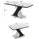 Modern Square Dining Table, Stretchable, White Table TopMDF X-Shape Black and White Color Table Leg W757P242760