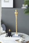 ZUN 5.5x5.5x32" Elongated Gold Roman Statue on White Marble Base W2078P172357