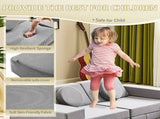 14-Piece Modular Kids Sofa Set All-Sponge Construction Grey Corduroy Free Combination Design 47215748