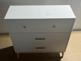 Nordic Style 3-Drawer Storage Cabinet, Modern White Chest of Drawers with Rose Gold Handles & Solid W808P390786