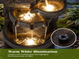 5-Tier Cascading Water Fountain with 24 LED Lights Gray Resin Outdoor Water Feature 00486883