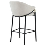 ZUN Beige and Glossy Black Sloped Arm Bar Stools B062P145554