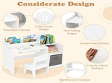 Kids Table and Chair Set with Storage Drawers House-Shaped Study Desk for Playroom Bedroom- White 77469189