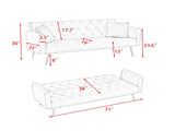 71-inch foldable double sofa, with American retro style, made of black velvet material, suitable for W1658P321766