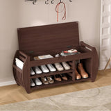 ZUN TREXM Retro Multifunctional Storage Bench with Cushion and Curved Side Panel for Entrance and Living N715P194061P