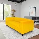 ZUN Yellow Faux Leather Sofa, Modern 3-Seater Sofas Couches for Living Room, Bedroom, Office, and B124142424