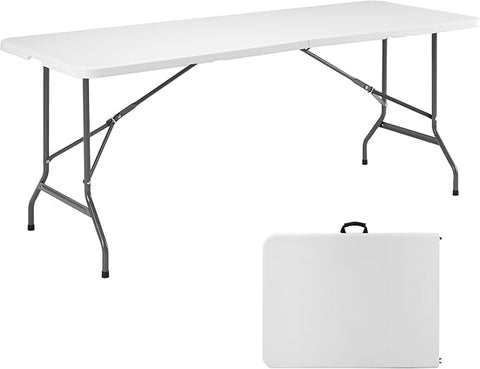 ZUN 6ft Folding Table - Portable, Heavy-Duty Table with Handle for Camping, Picnic, Party, Indoor & W1134P290656