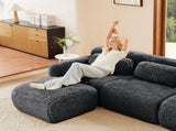 Aviana Armless Sofa W/Pillow Plush Fabric-Dark Grey W714P380193