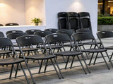 2PCS Black Stackable Plastic Folding Chairs Set, Sturdy Portable Dining Chairs for Home, 89862374