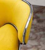 Masaccio Velvet Upholstered Adjustable Swivel Barstool, Set of 2, Yellow T2574P164847