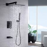 ZUN 10inch Wall Mounted Rainfall Shower Head System Shower Faucet W121749897